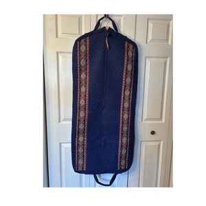 Vintage Vera Bradley Quilted Navy Garment Bag Floral Trim Travel Indiana